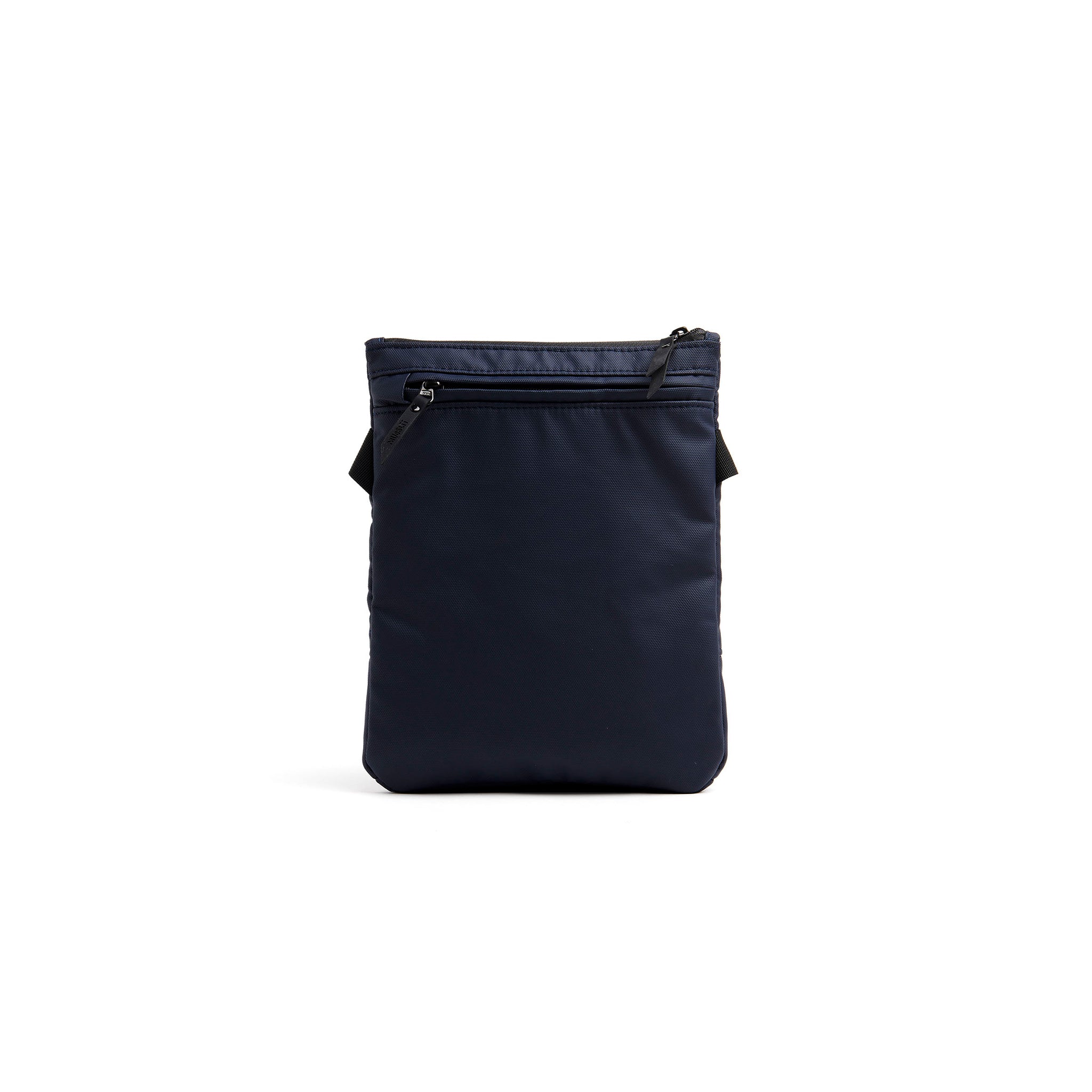 Mueslii crossbody, made of PU coated waterproof nylon, color midnight blue, back view.