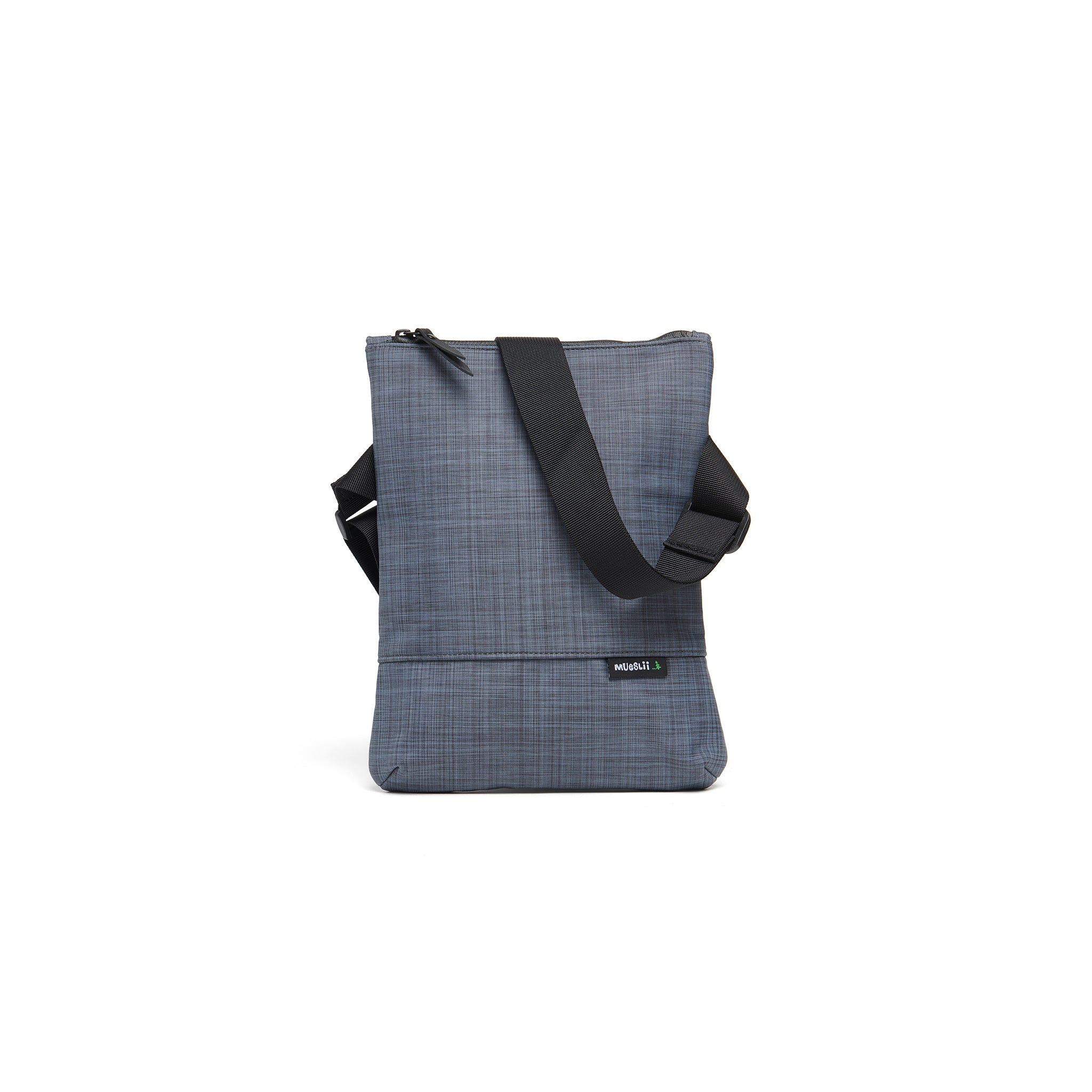 Mueslii crossbody,  made of water resistant canvas nylon, color slate grey, front view.