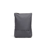 Mueslii light backpack,  made of PU coated waterproof nylon, with a laptop compartment, color slate grey, front view.