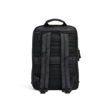 Mueslii daily backpack, made of jacquard  waterproof nylon, camouflage pattern, with a laptop compartment, color black, back view.