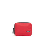 Mueslii tech case, made of PU coated waterproof nylon, color coral red, front view.