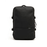 Mueslii travel backpack, made of PU coated waterproof nylon, color black, front view.
