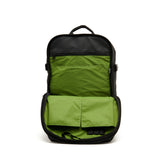 Mueslii travel backpack, made of PU coated waterproof nylon, color black, inside view.
