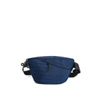 Mueslii puffer waist bag, made of high density nylon and Ykk zips, color blue, back view.