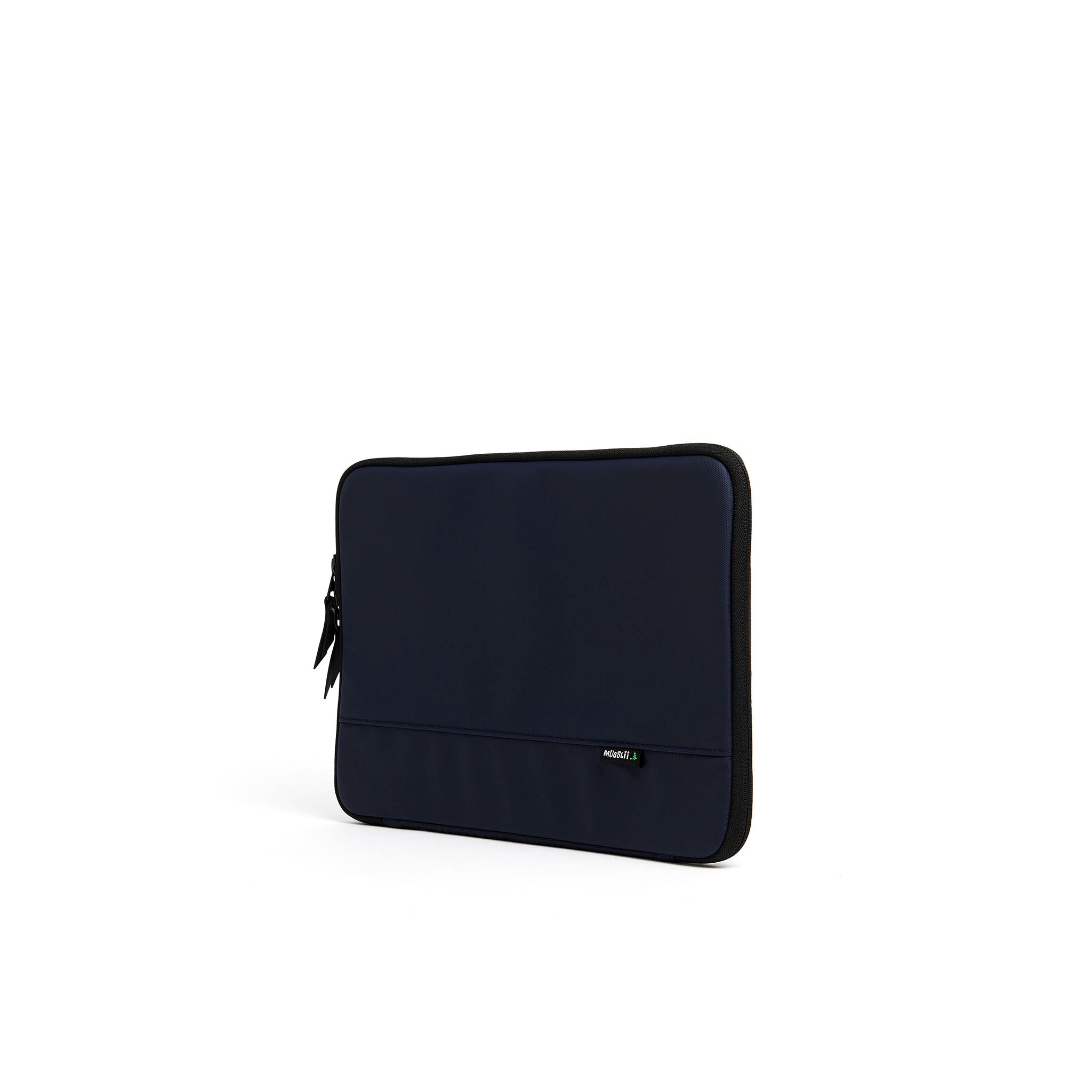 Mueslii A4 document- tech holder,  made of PU coated waterproof nylon, color midnight blue, side view.