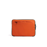 Mueslii A4 document- tech holder,  made of PU coated waterproof nylon, color burnt orange, back view.