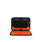 Mueslii A4 document- tech holder,  made of PU coated waterproof nylon, color orange, inside view.