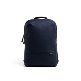 Mueslii daily backpack, made of PU coated waterproof nylon, with a laptop compartment, color midnight blue, front view.