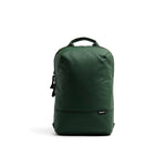 Mueslii small backpack, made of PU coated waterproof nylon, with a laptop compartment, color olive green, front view.