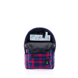 Mueslii original puffer Mini pack made of high density nylon and Ykk zips, pattern red kilt, inside view.