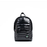 Mueslii original puffer Mini pack made of high density nylon and Ykk zips, color metal black, front view.