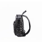 Mueslii original puffer Mini pack made of high density nylon and Ykk zips, color black metal, side view.