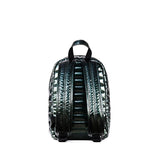 Mueslii original puffer Mini pack made of high density nylon and Ykk zips, color metal green, back view.