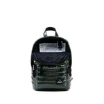 Mueslii original puffer Mini pack made of high density nylon and Ykk zips, color metal green, inside view.