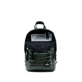 Mueslii original puffer Mini pack made of high density nylon and Ykk zips, color metal green, inside view.