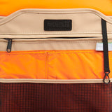 Mueslii small backpack, made of PU coated waterproof nylon, with a laptop compartment, color sand, inside view.