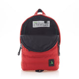 Mueslii original puffer daily backpack made of high density nylon and Ykk zips, color red, inside view.