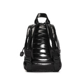 Mueslii original puffer extra small pack made of high density nylon and Ykk zips, color black, back side.