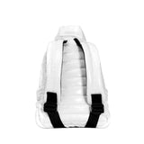 Mueslii original puffer extra small pack made of high density nylon and Ykk zips, color white, back view.