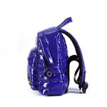 Mueslii original puffer extra small pack made of high density nylon and Ykk zips, color blue, side view.