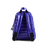 Mueslii original puffer extra small pack made of high density nylon and Ykk zips, color blue, back view.
