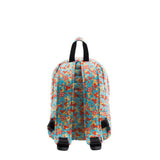 Mueslii original puffer Mini pack made of high density nylon and Ykk zips, patter hippies dream, back view.