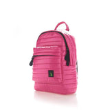 Mueslii original puffer medium and small backpack made of high density nylon and Ykk zips, color rose, Cordura® shoulder straps.
