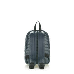 Mueslii original puffer Mini pack made of high density nylon and Ykk zips, color blue, back view.