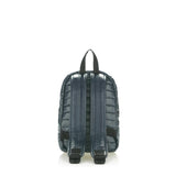 Mueslii original puffer Mini pack made of high density nylon and Ykk zips, color blue, back view.